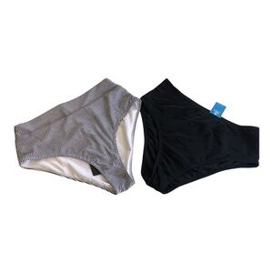 Avanova Cupshe  Bundle of Two Black and Striped Bikini Bottoms Size M